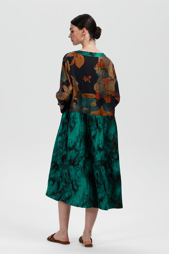 Maelis Jade Ink Print Dress