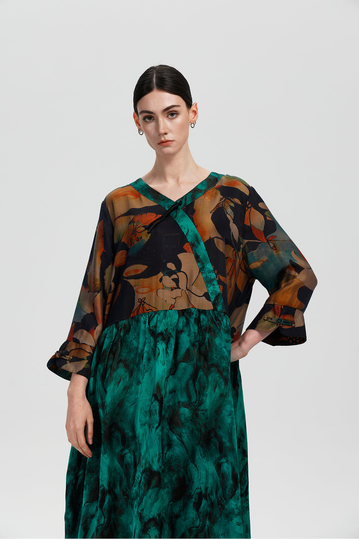 Maelis Jade Ink Print Dress