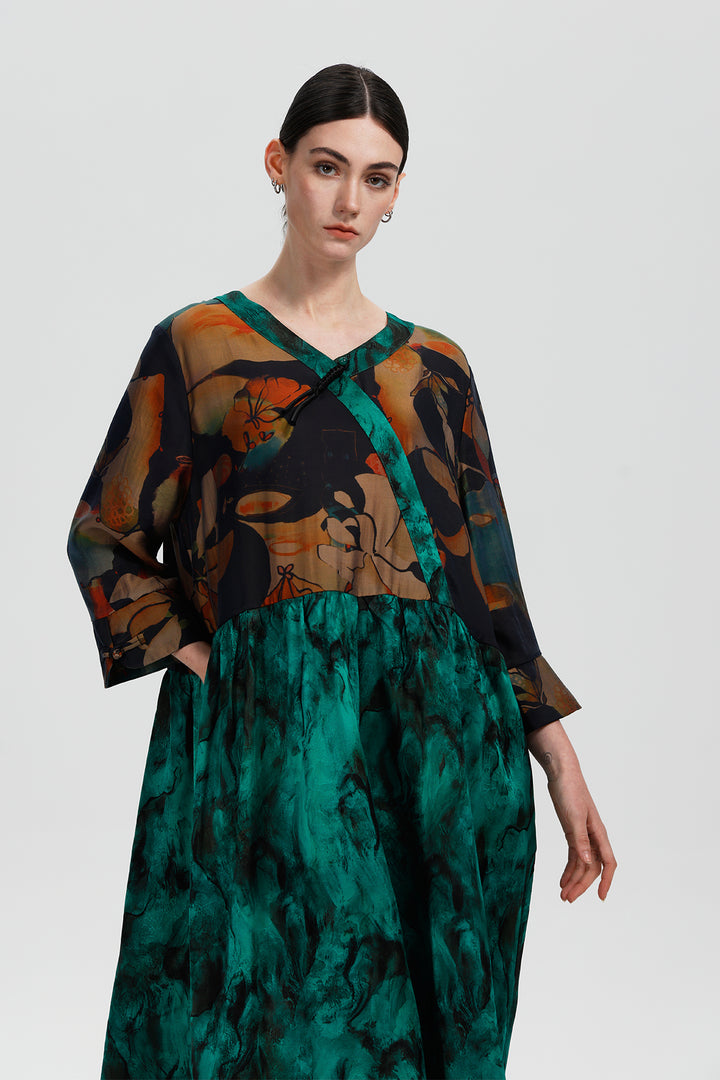 Maelis Jade Ink Print Dress