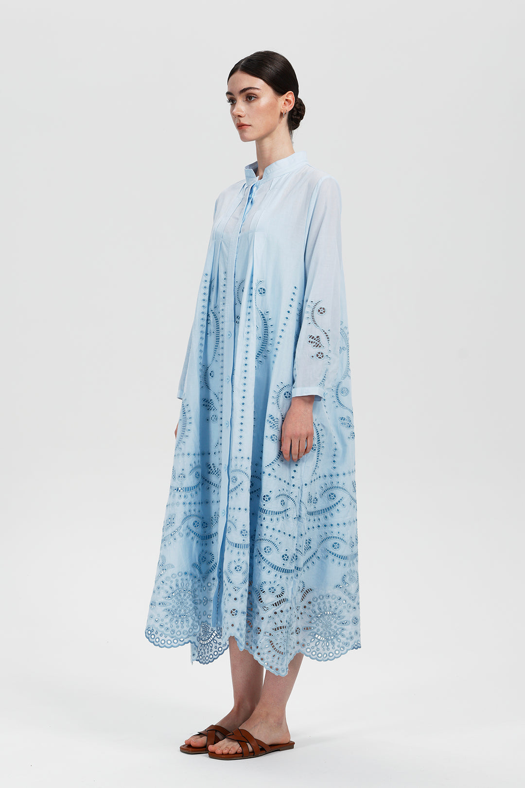 Elodie Lace Pleated Shirt Dress