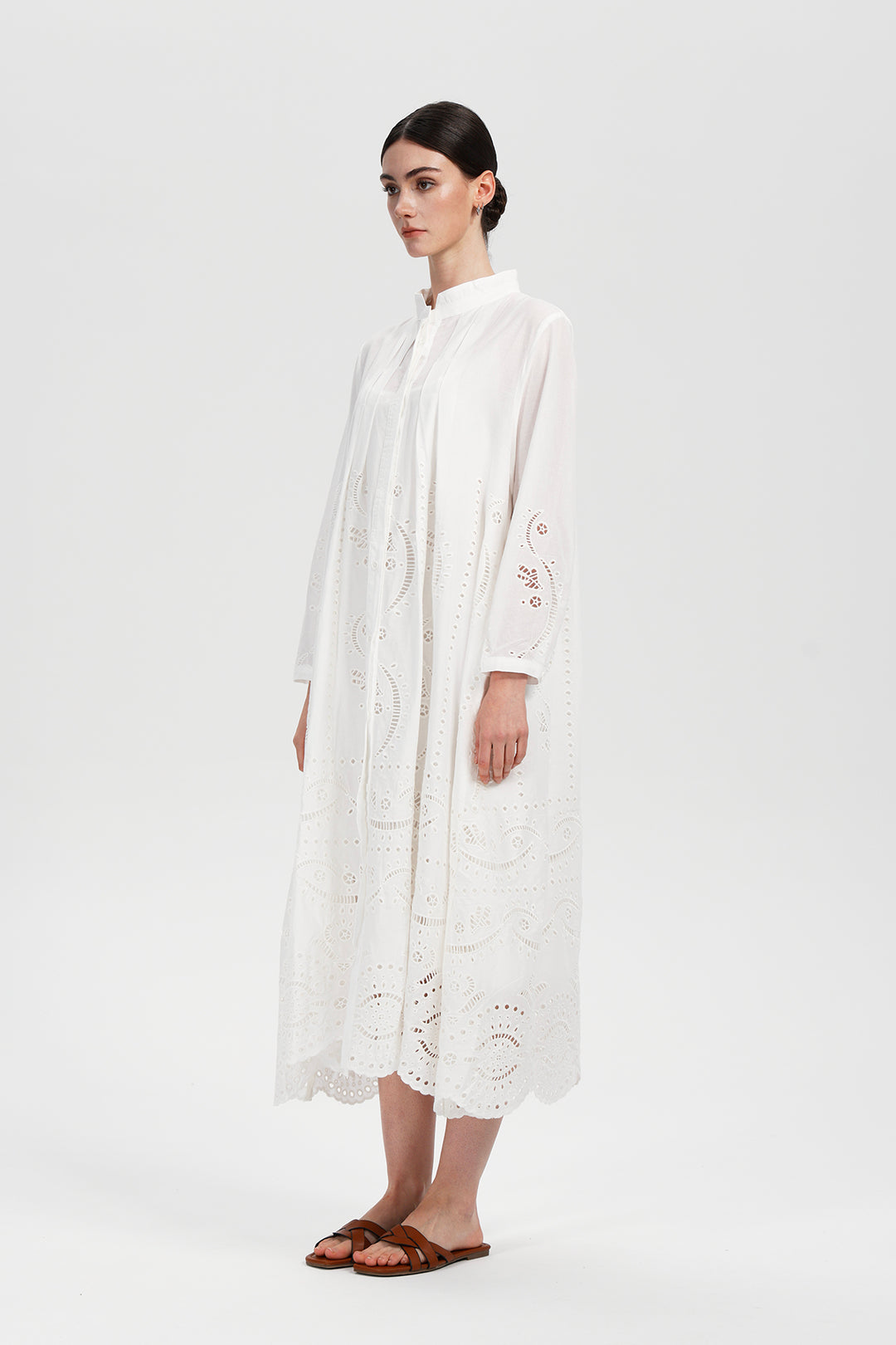 Elodie Lace Pleated Shirt Dress