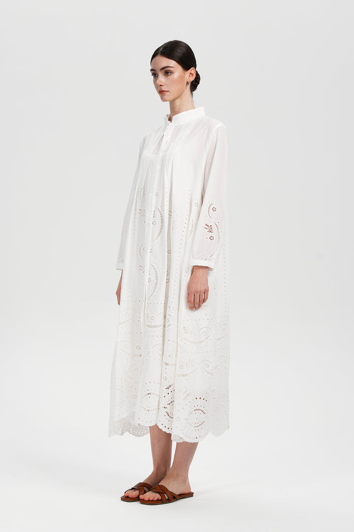 Elodie Lace Pleated Shirt Dress