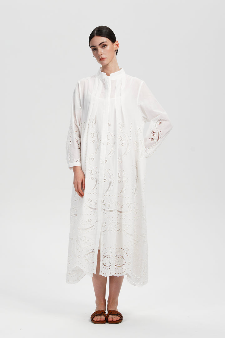 Elodie Lace Pleated Shirt Dress