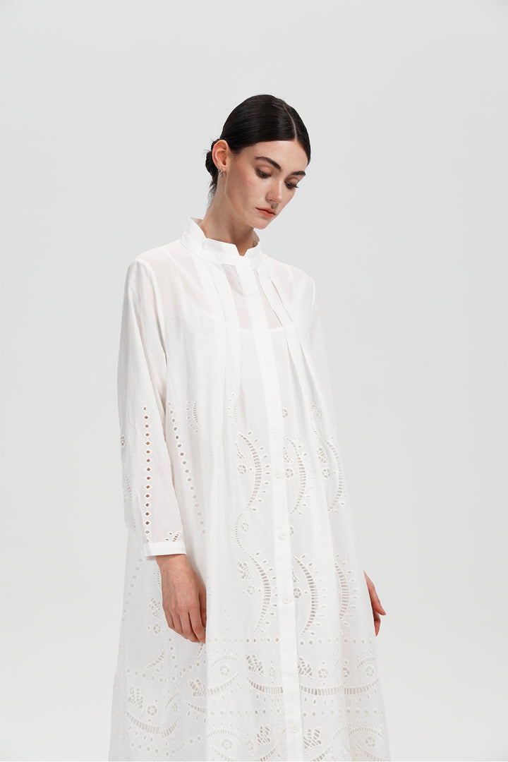 Elodie Lace Pleated Shirt Dress