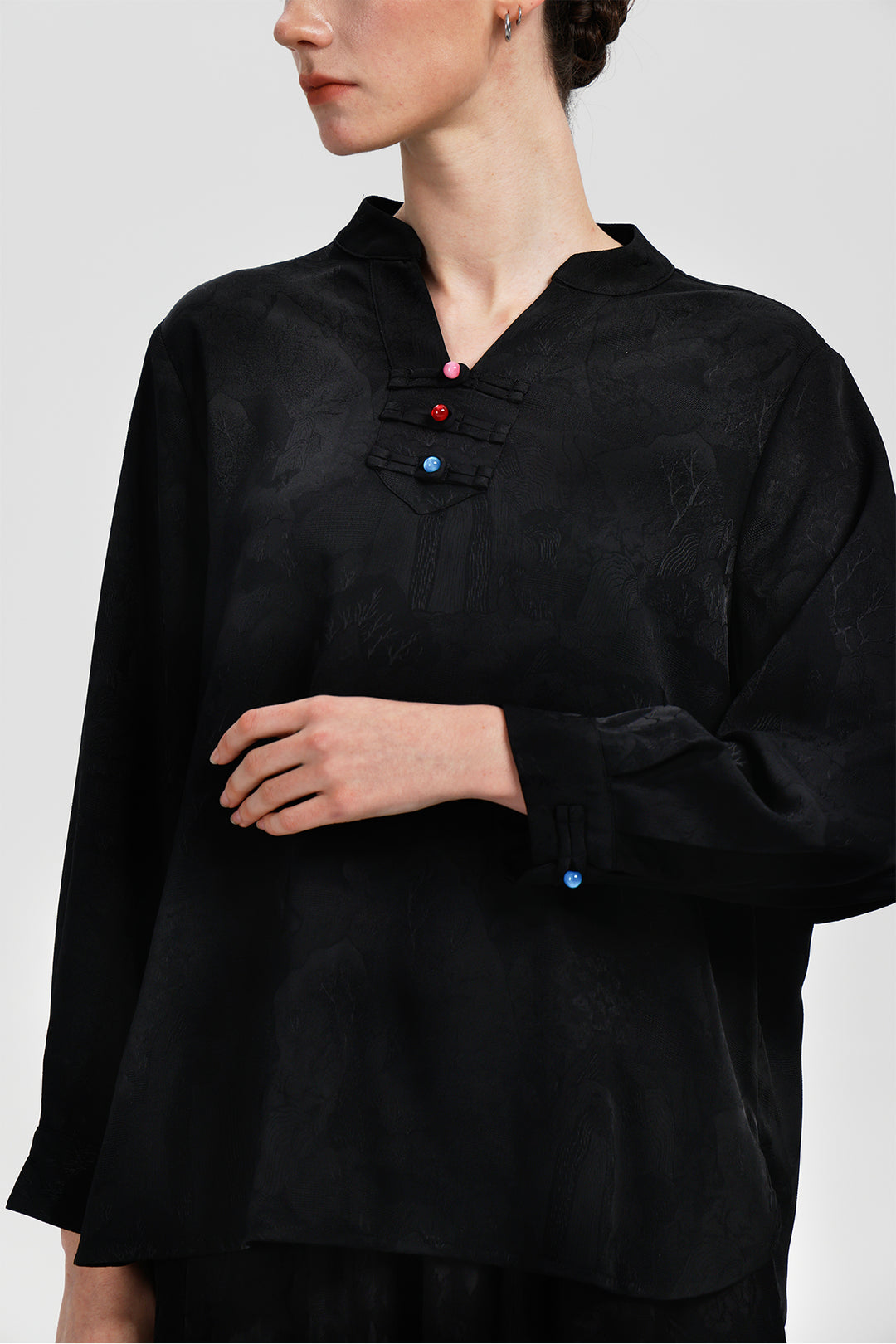 Maelys Black Jacquard Top