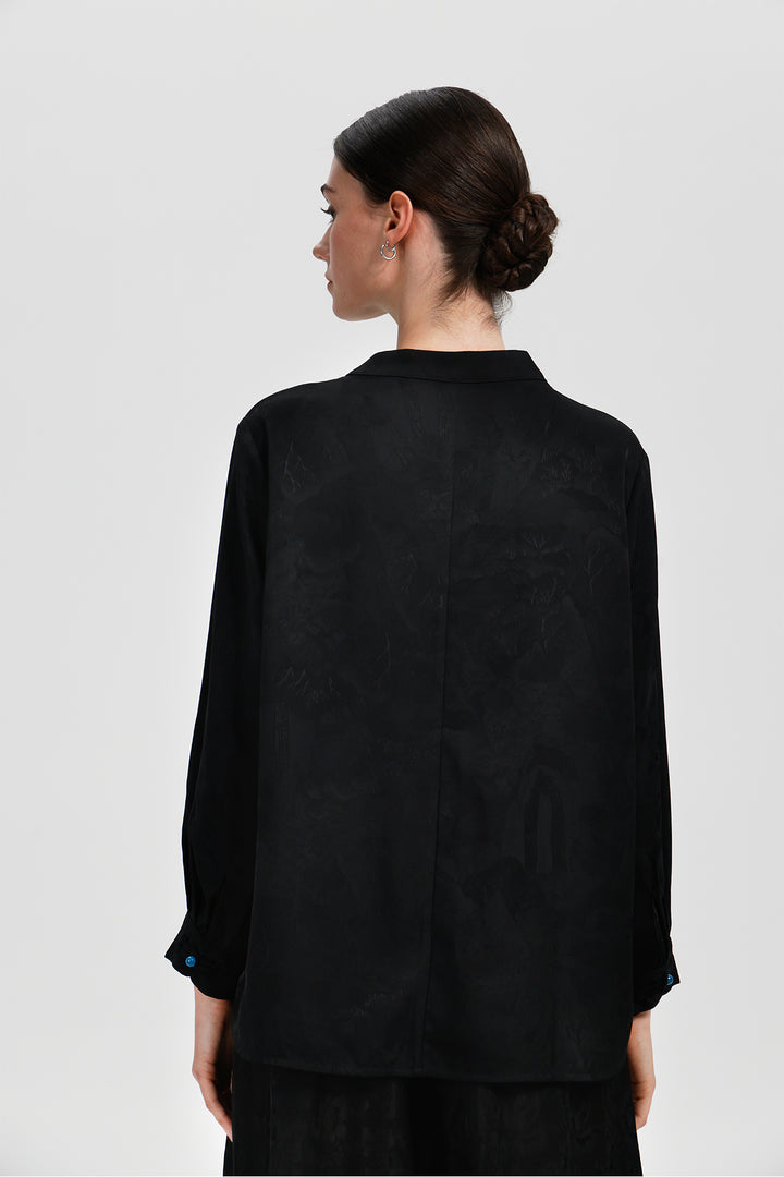 Maelys Black Jacquard Top