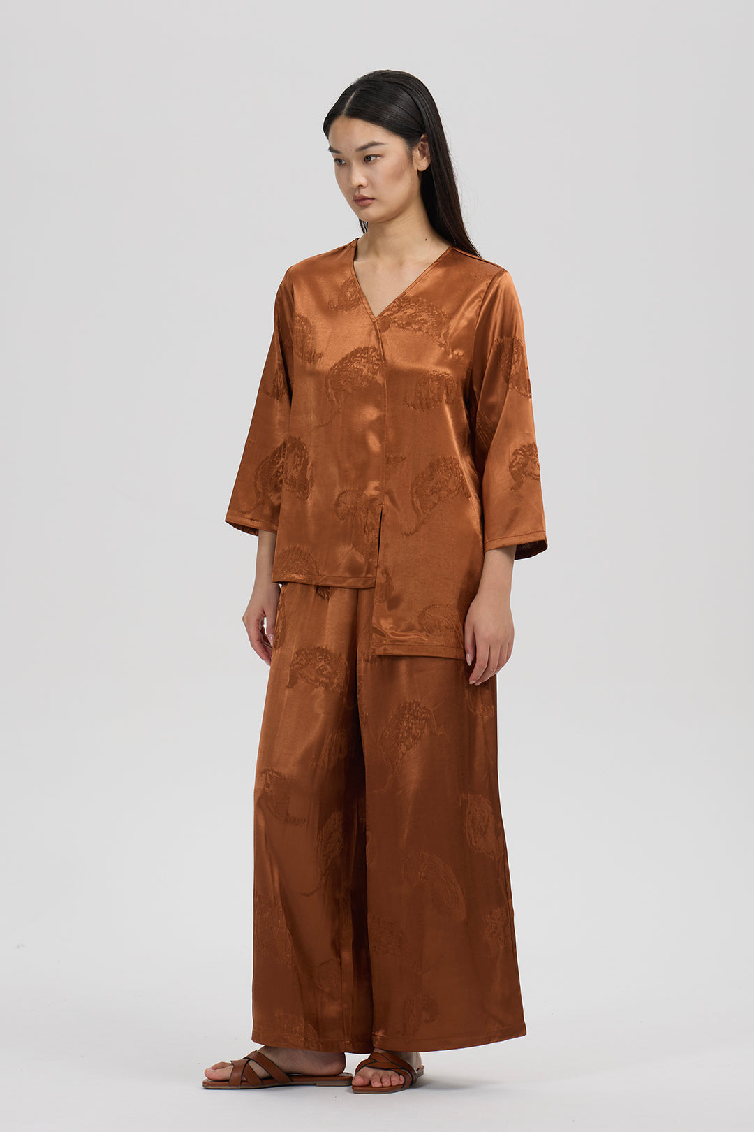 Elaris Silk Jacquard Set – Burnt Copper