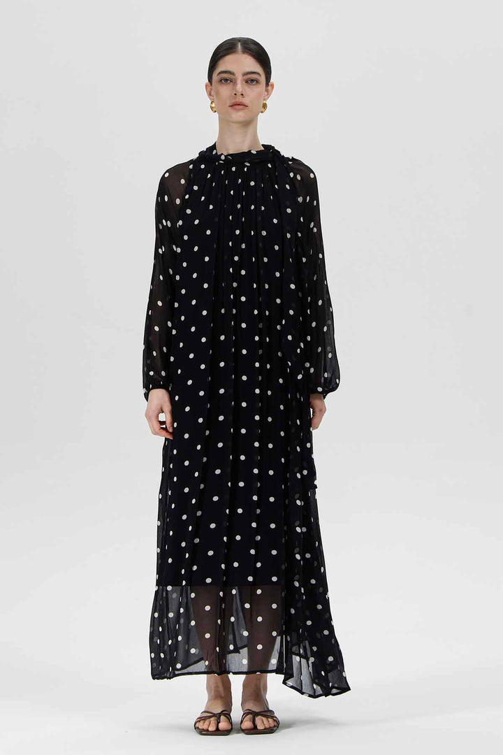 Nefeli Polka Dot Maxi Silk Dress