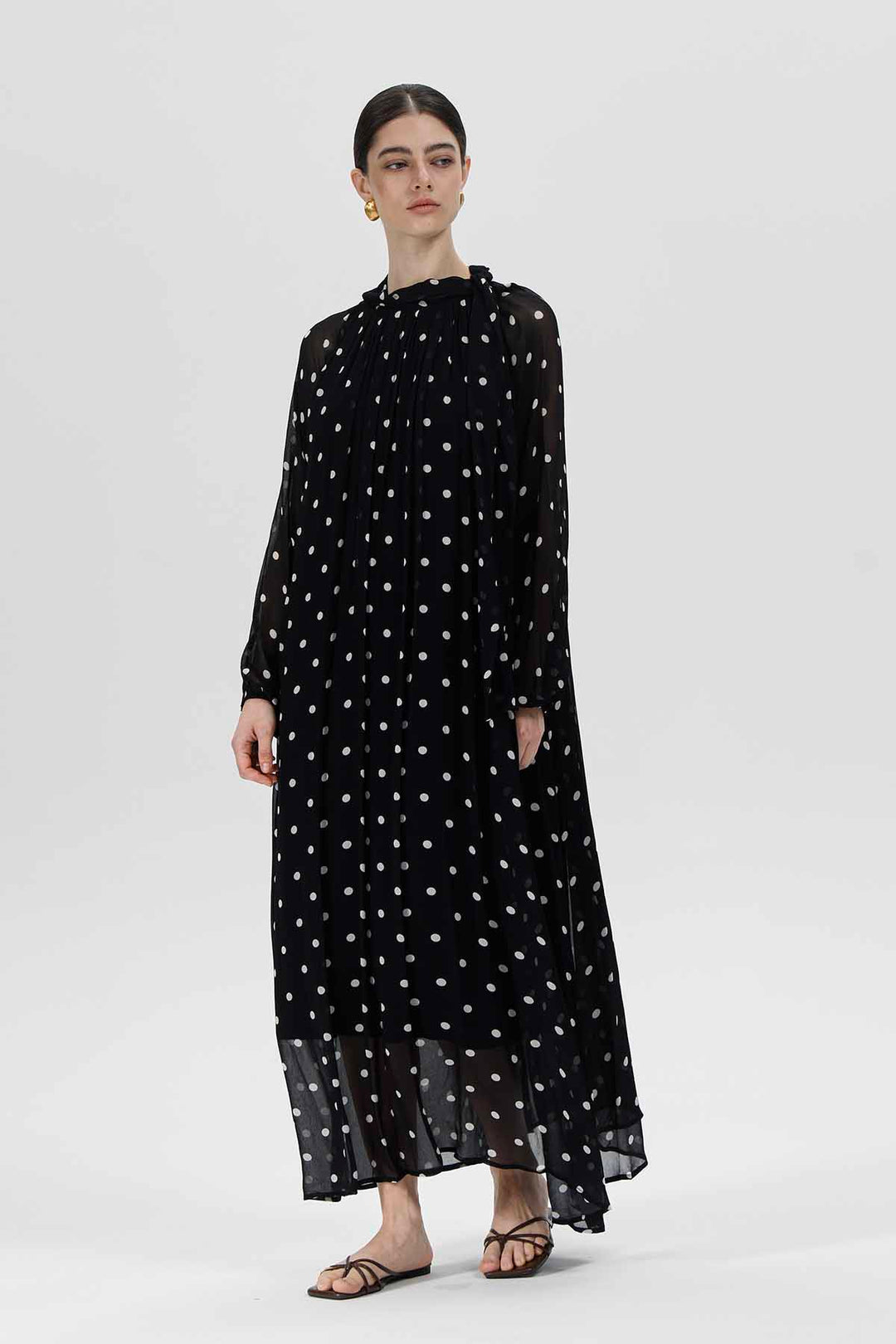 Nefeli Polka Dot Maxi Silk Dress