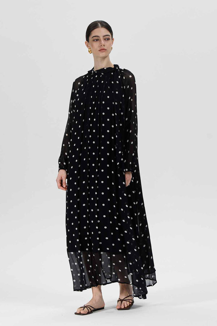 Nefeli Polka Dot Maxi Silk Dress