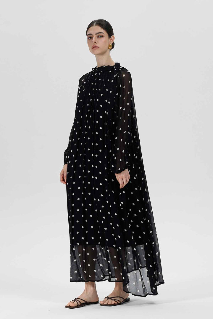 Nefeli Polka Dot Maxi Silk Dress