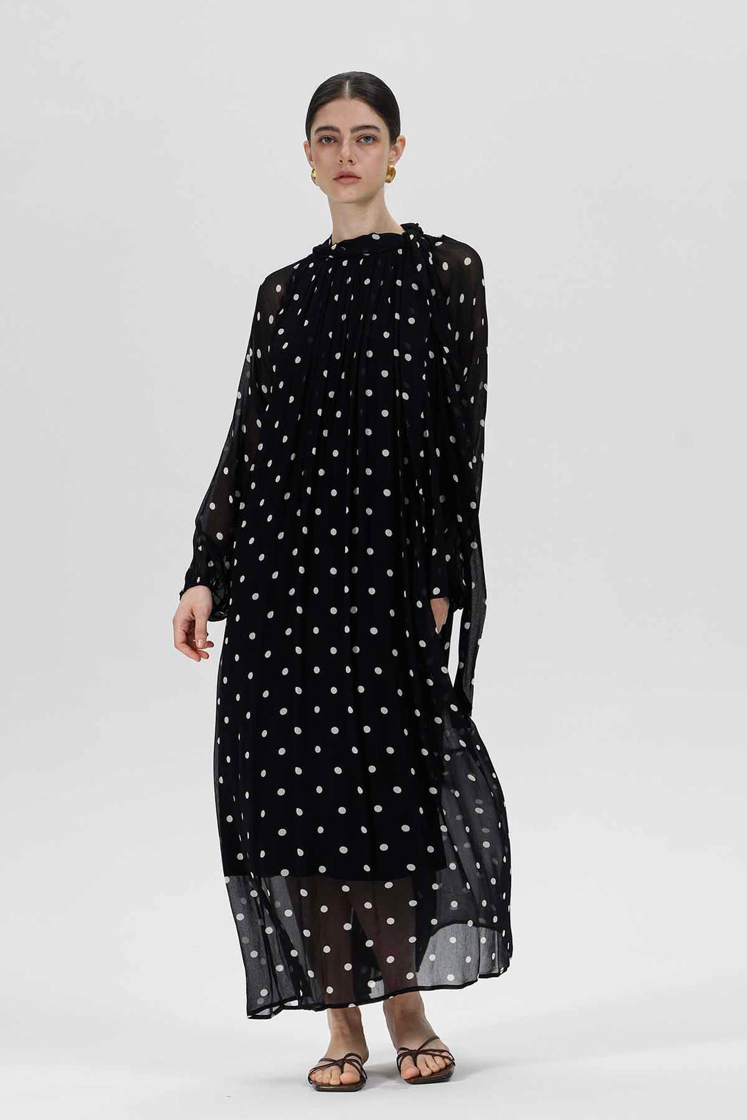 Nefeli Polka Dot Maxi Silk Dress
