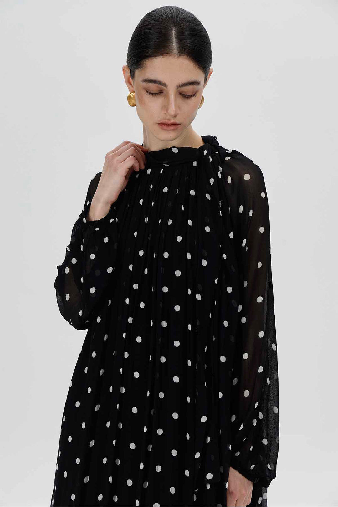 Nefeli Polka Dot Maxi Silk Dress
