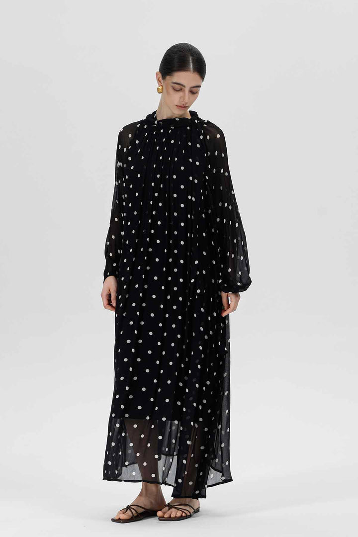 Nefeli Polka Dot Maxi Silk Dress