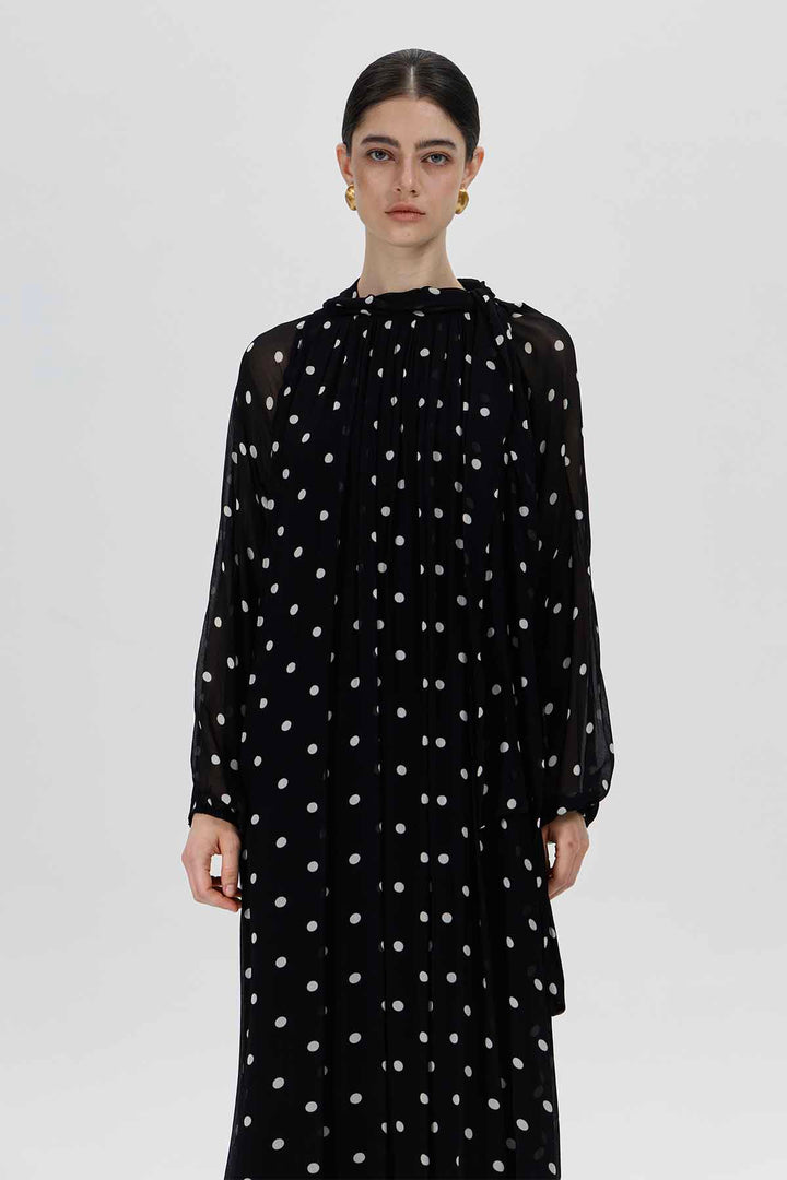 Nefeli Polka Dot Maxi Silk Dress