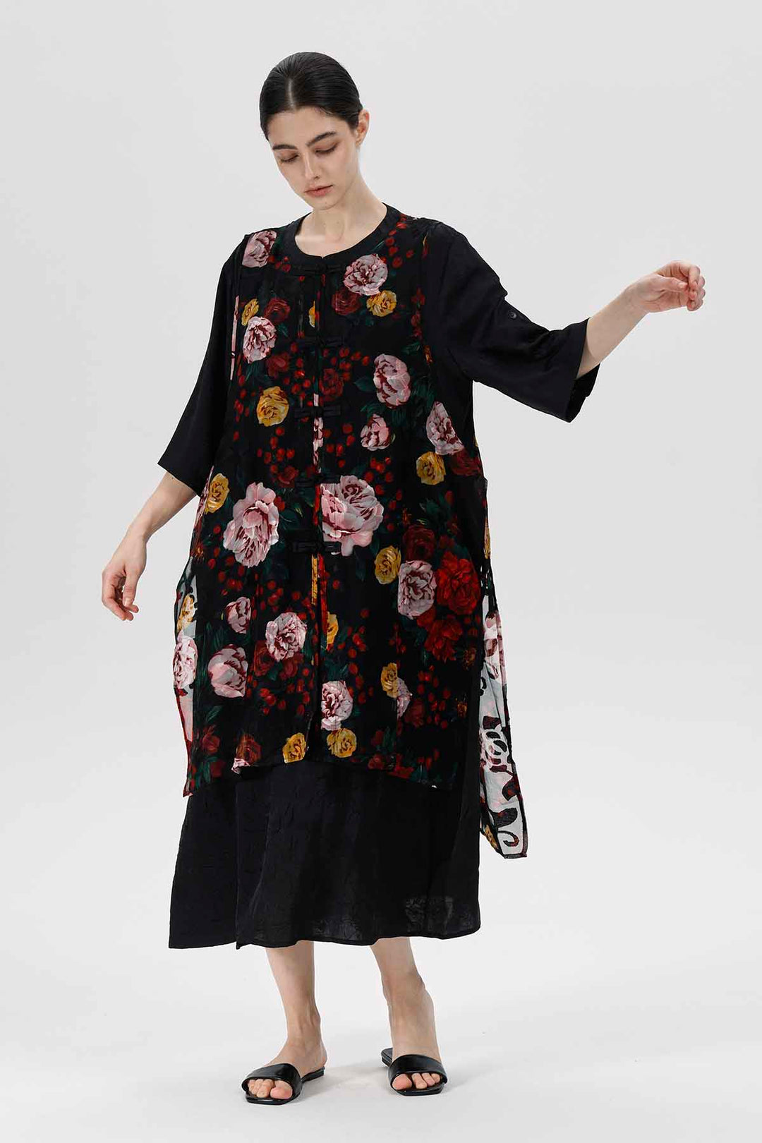 Vestido floral a capas Serena