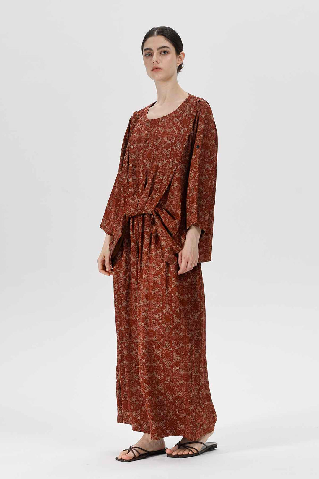 Bronson Draped Waist Silk Dress