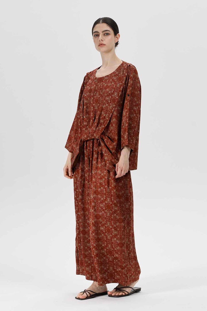 Bronson Draped Waist Silk Dress