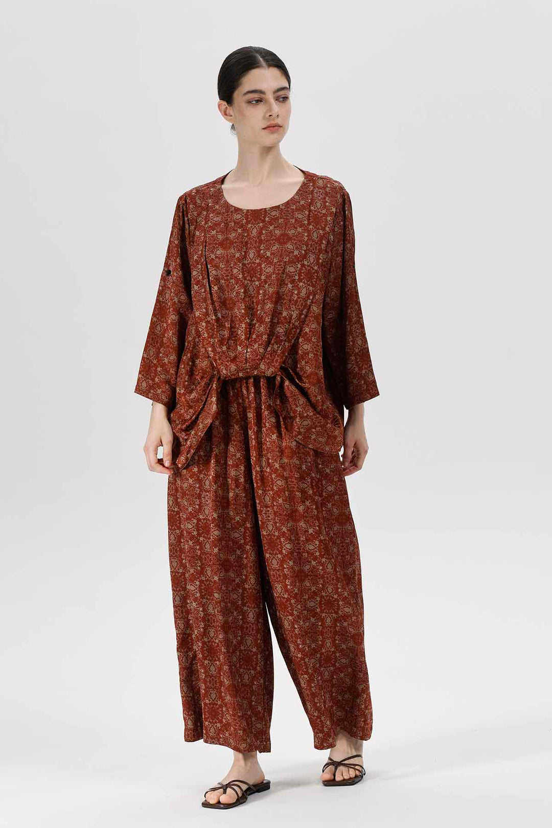 Bronson Draped Waist Silk Dress