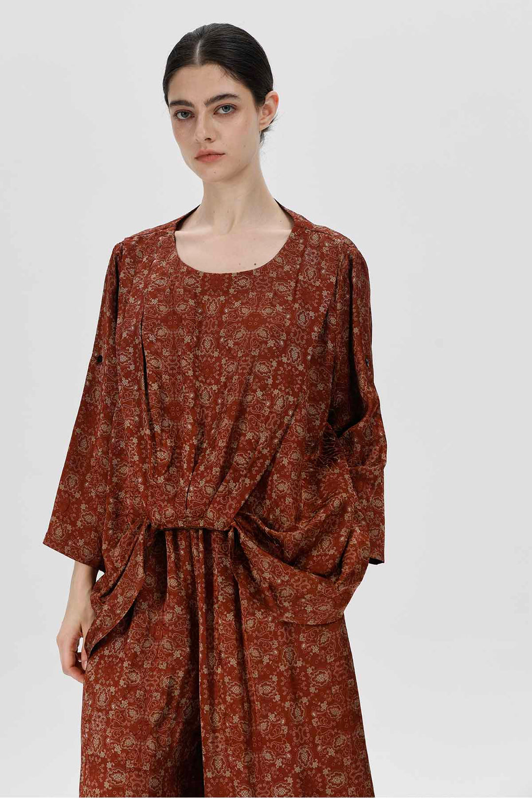 Bronson Draped Waist Silk Dress