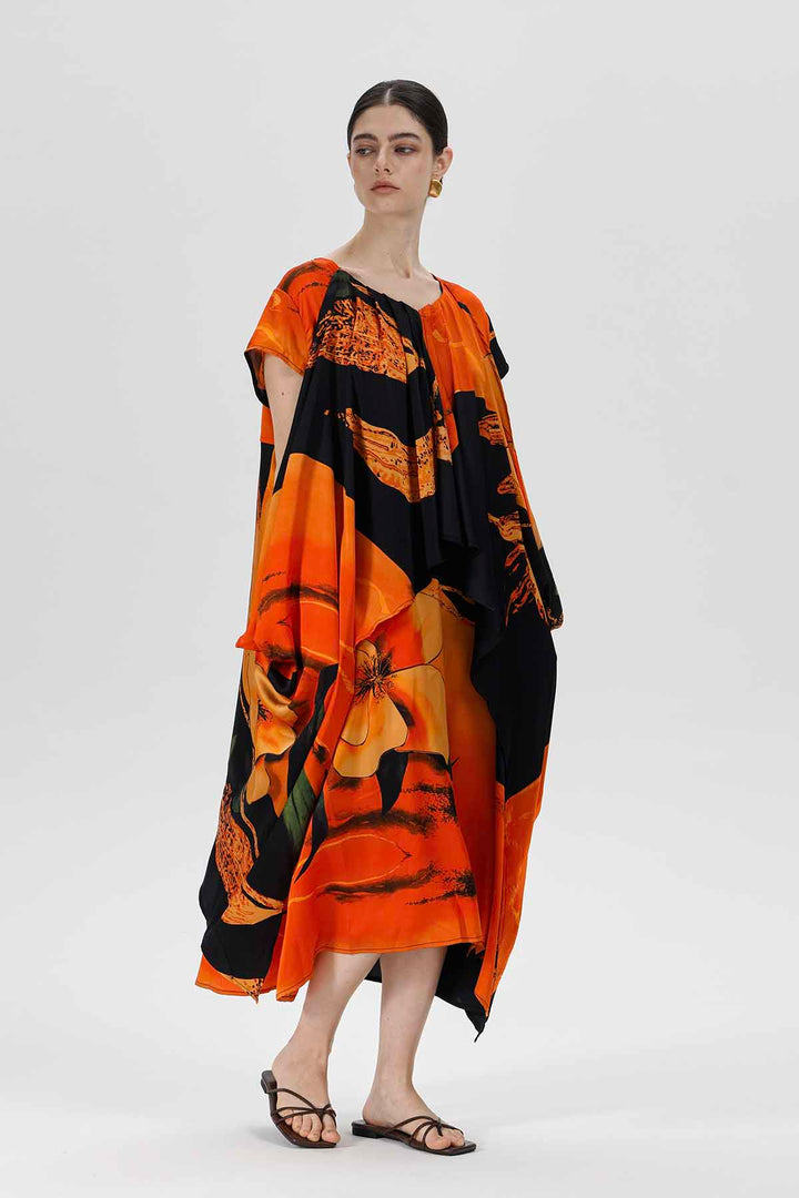 Herrin Asymmetric Patchwork Silk Dress