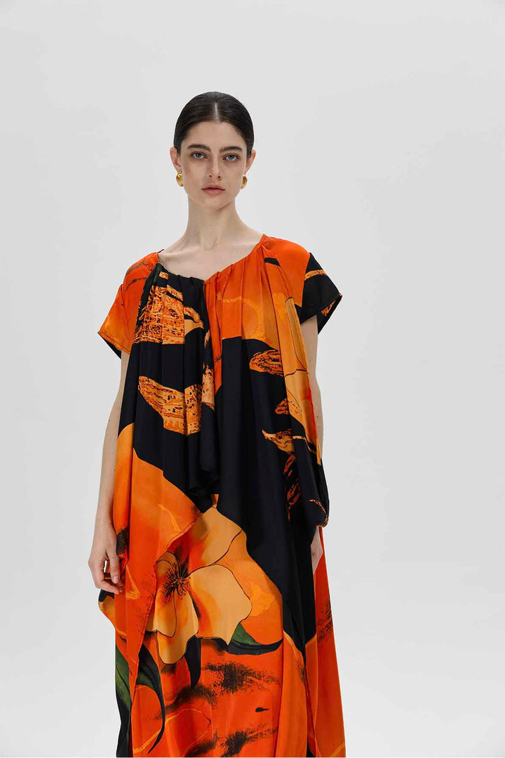 Herrin Asymmetric Patchwork Silk Dress