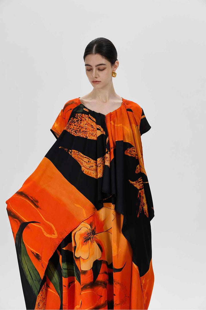 Herrin Asymmetric Patchwork Silk Dress