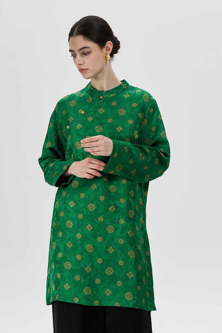 Maeve Retro Print Long Blouse