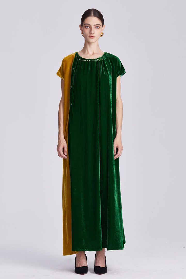 Soraya Colorblock Velvet Maxi Dress