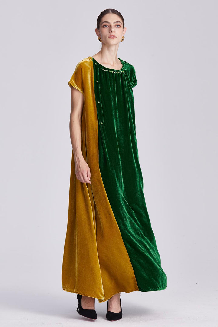 Soraya Colorblock Velvet Maxi Dress