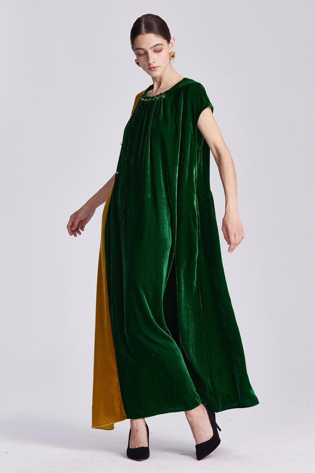 Soraya Colorblock Velvet Maxi Dress