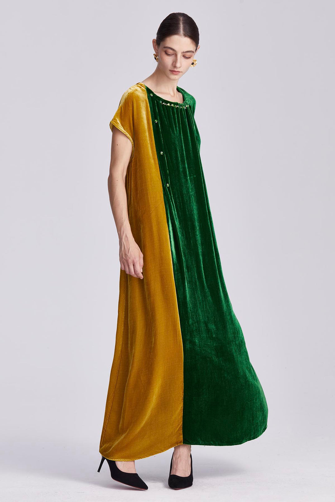Soraya Colorblock Velvet Maxi Dress