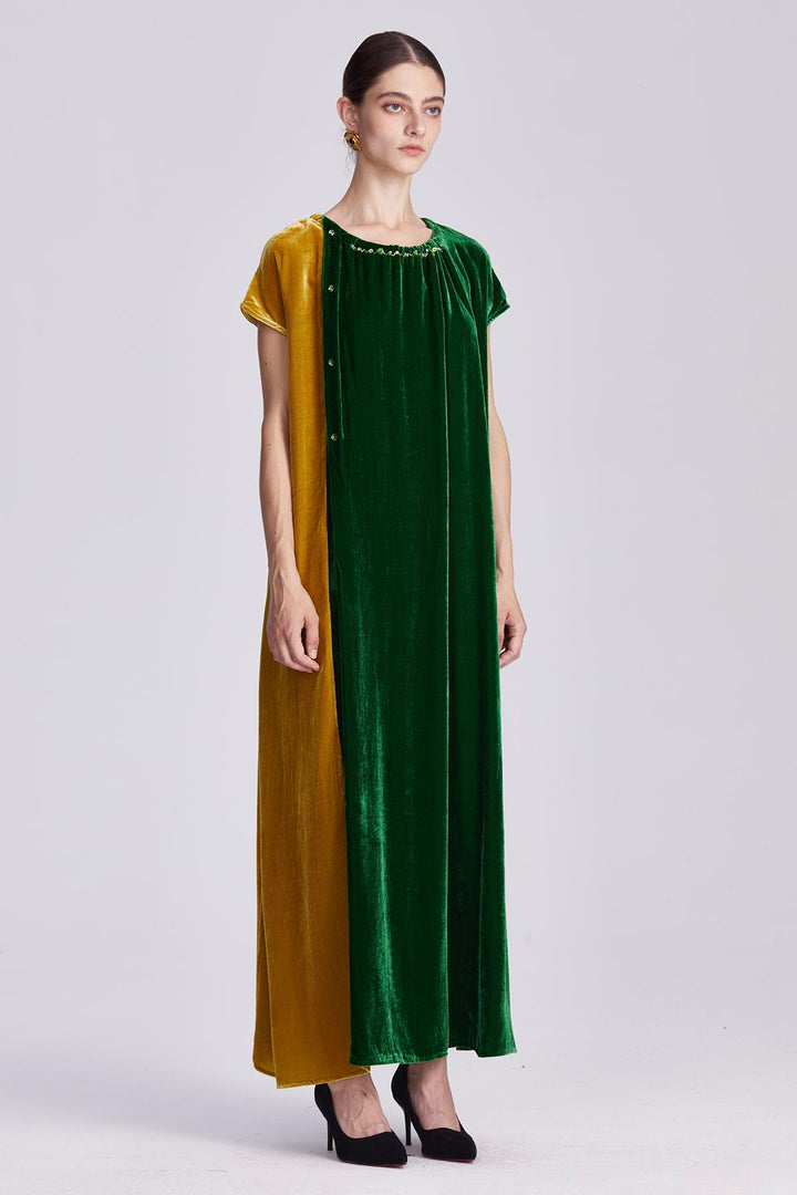 Soraya Colorblock Velvet Maxi Dress