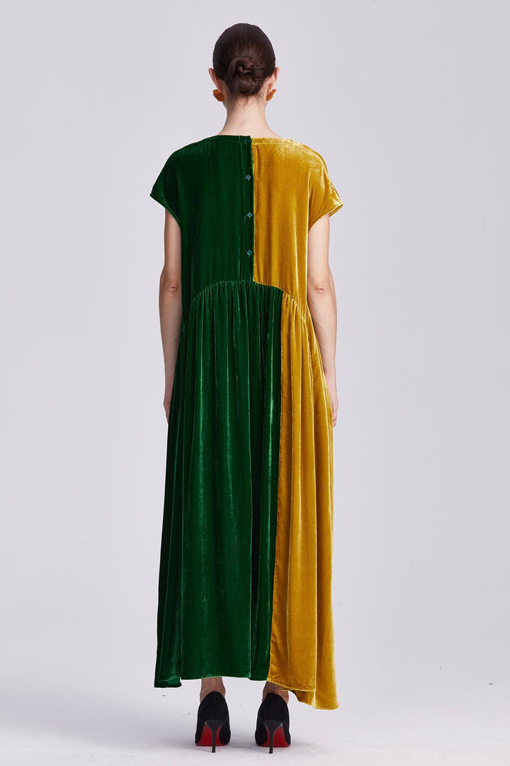 Soraya Colorblock Velvet Maxi Dress