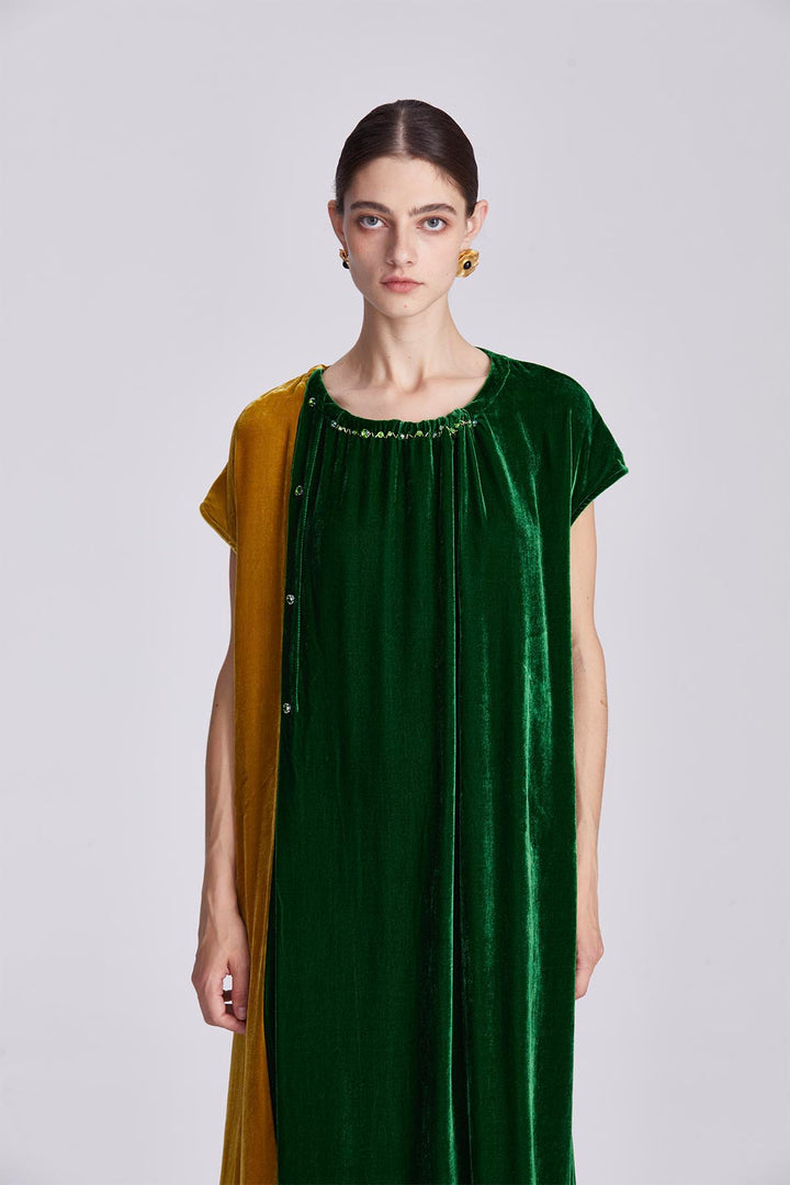 Soraya Colorblock Velvet Maxi Dress