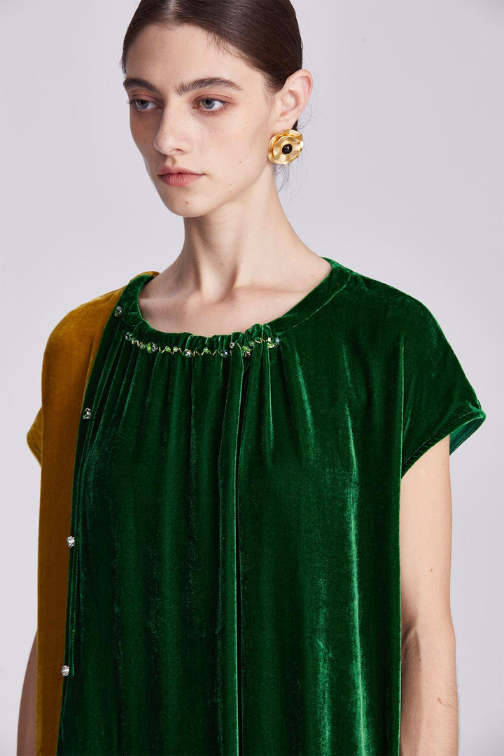 Soraya Colorblock Velvet Maxi Dress