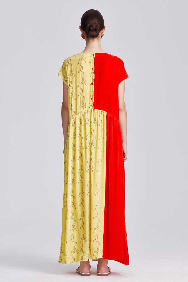 Soraya Colorblock Velvet Maxi Dress