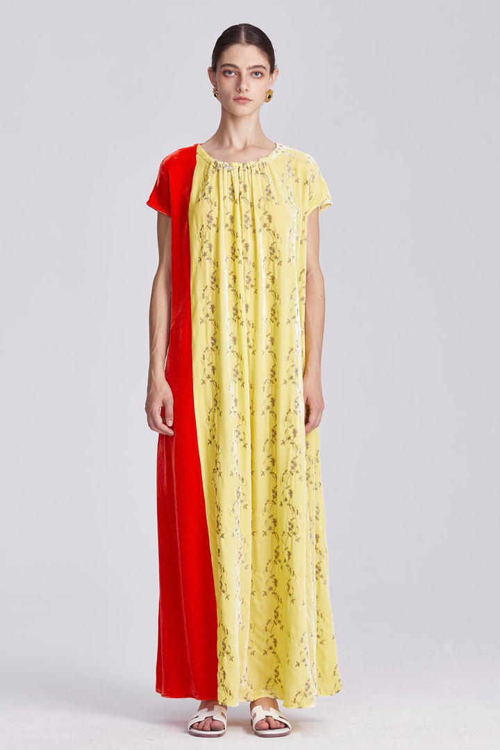 Soraya Colorblock Velvet Maxi Dress