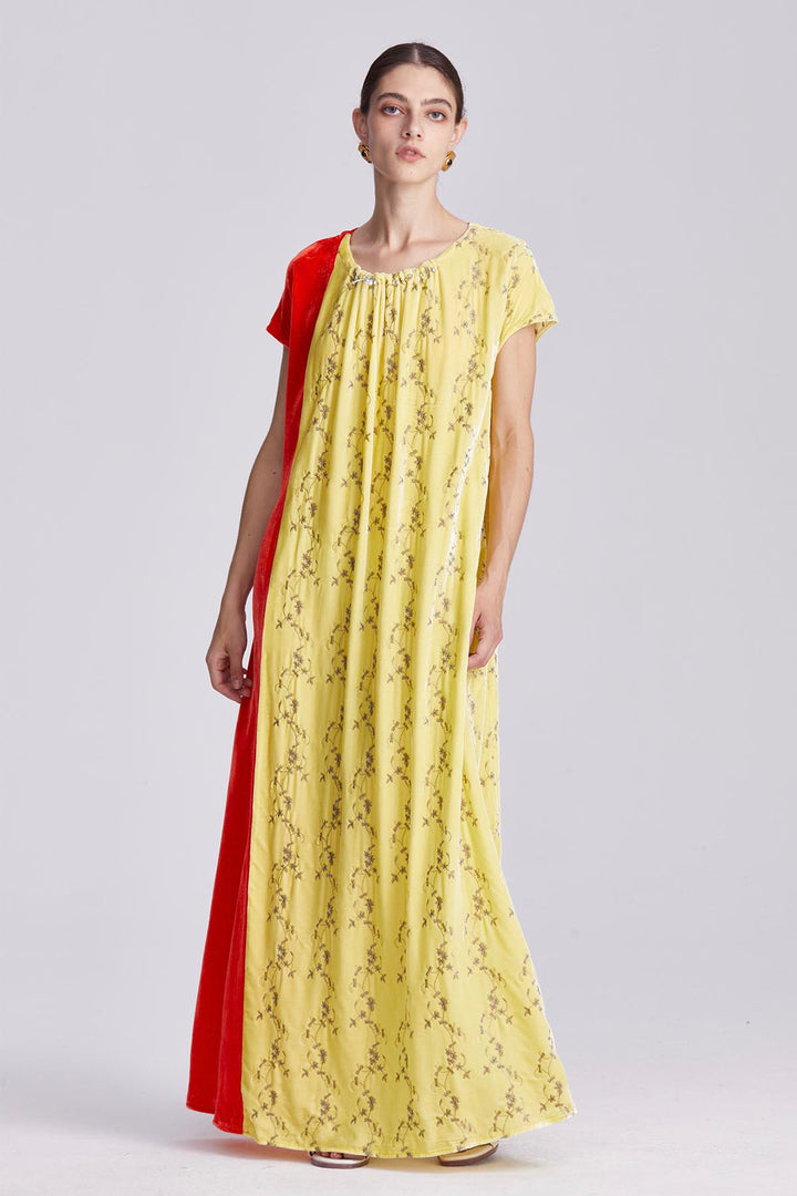 Soraya Colorblock Velvet Maxi Dress