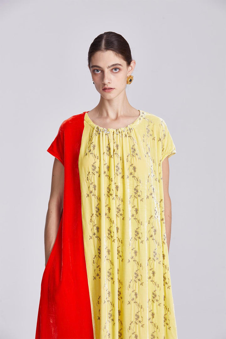 Soraya Colorblock Velvet Maxi Dress