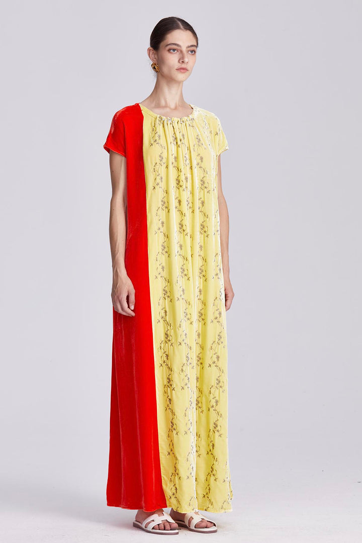 Soraya Colorblock Velvet Maxi Dress