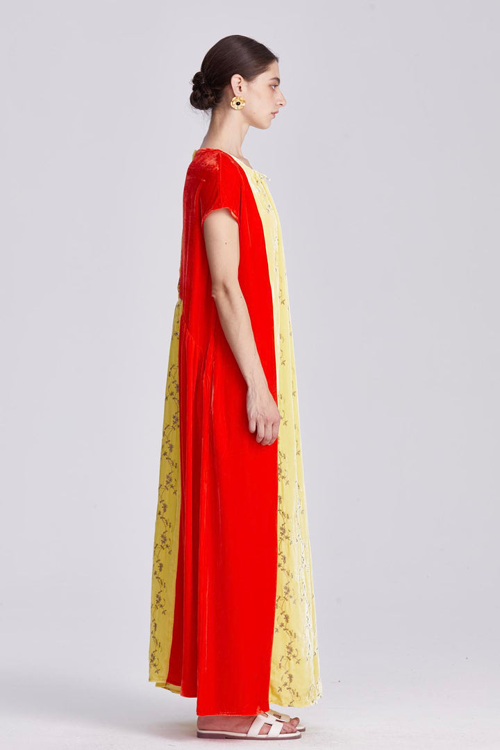 Soraya Colorblock Velvet Maxi Dress