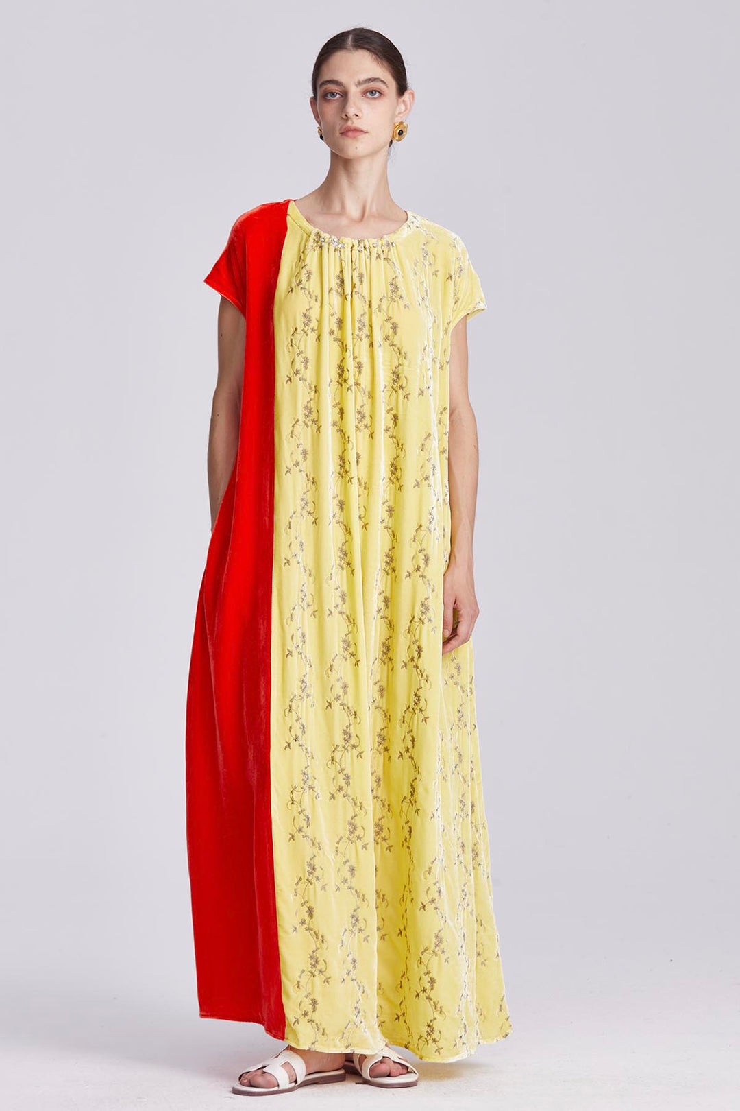 Soraya Colorblock Velvet Maxi Dress
