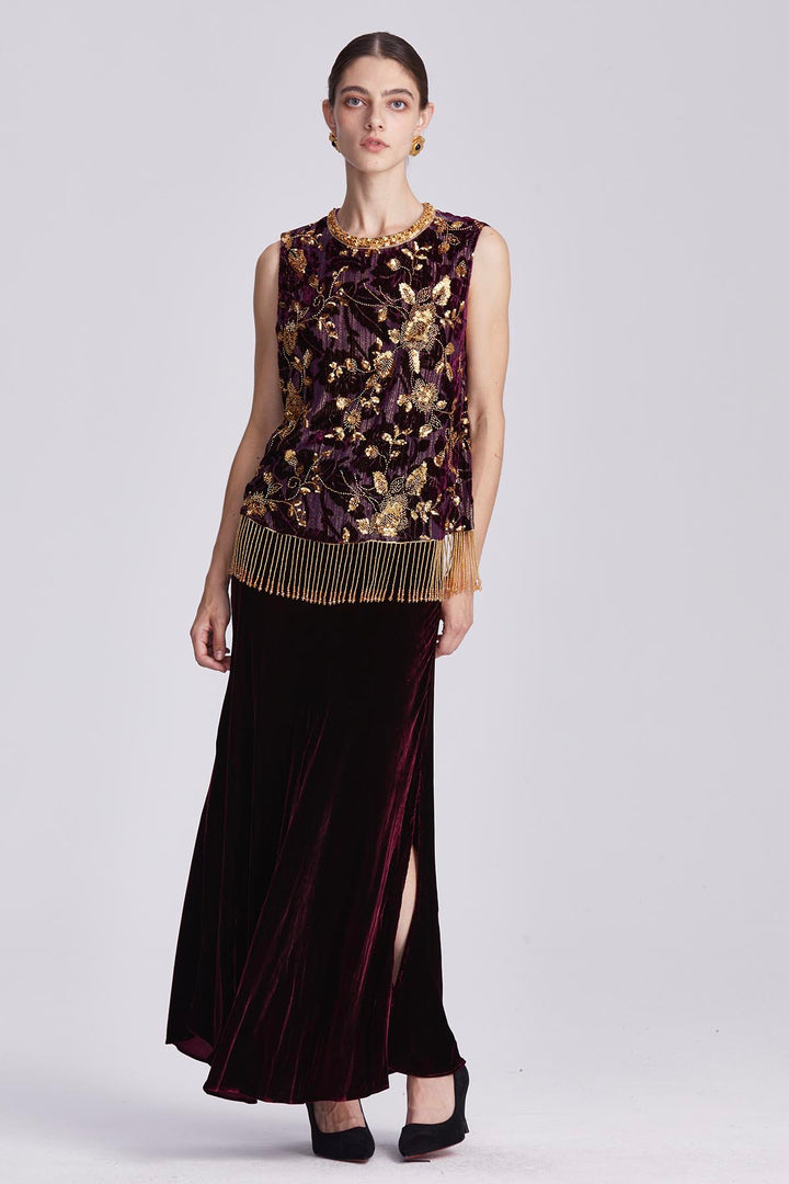 Aisling Velvet Dress with Metallic Embellishment