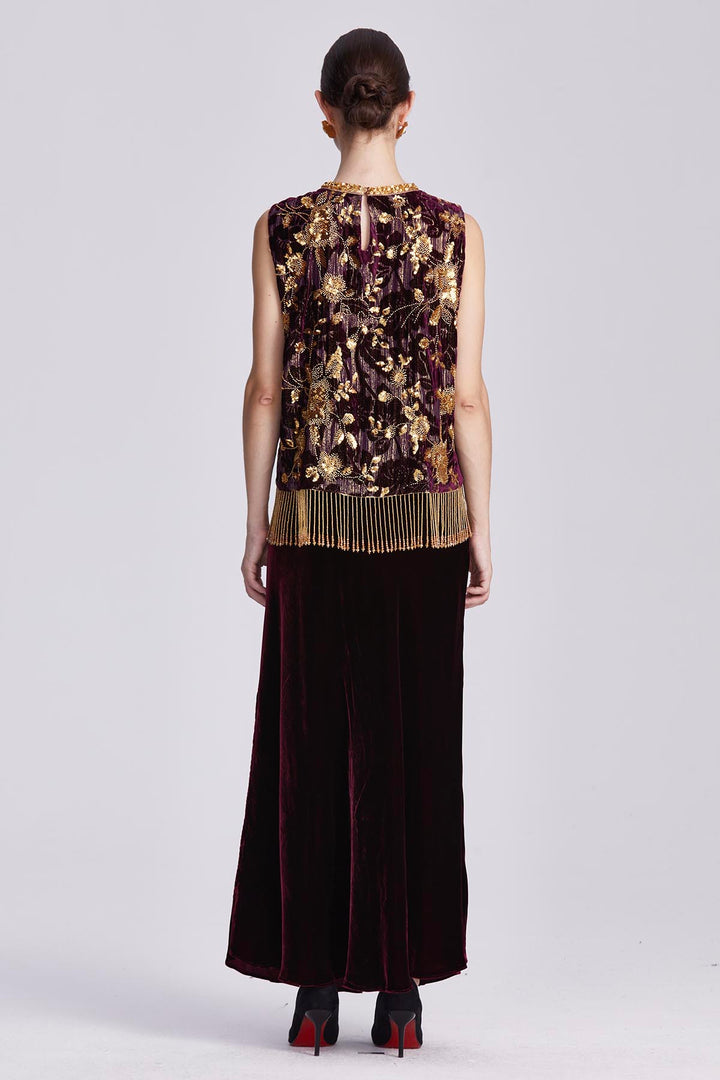 Aisling Velvet Dress with Metallic Embellishment