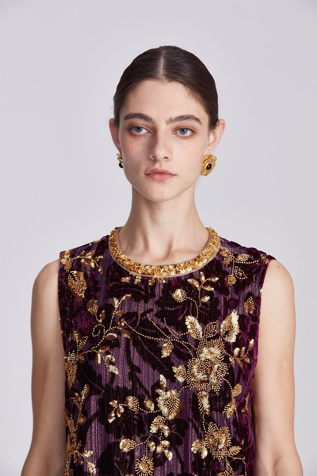 Aisling Velvet Dress with Metallic Embellishment
