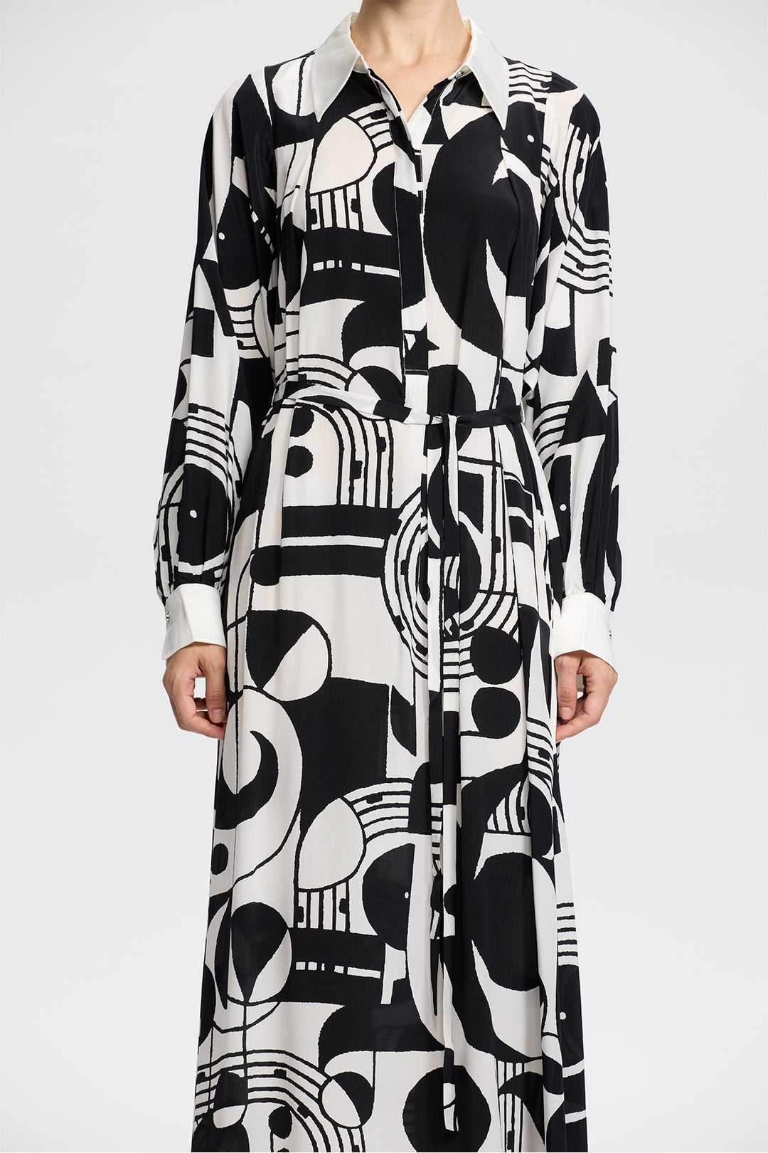 Sabine Graphic Print Long Sleeve Shirt Dress