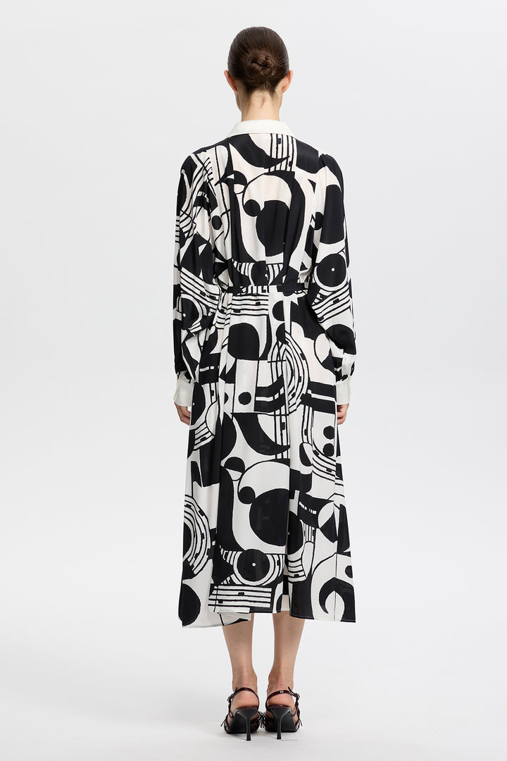 Sabine Graphic Print Long Sleeve Shirt Dress
