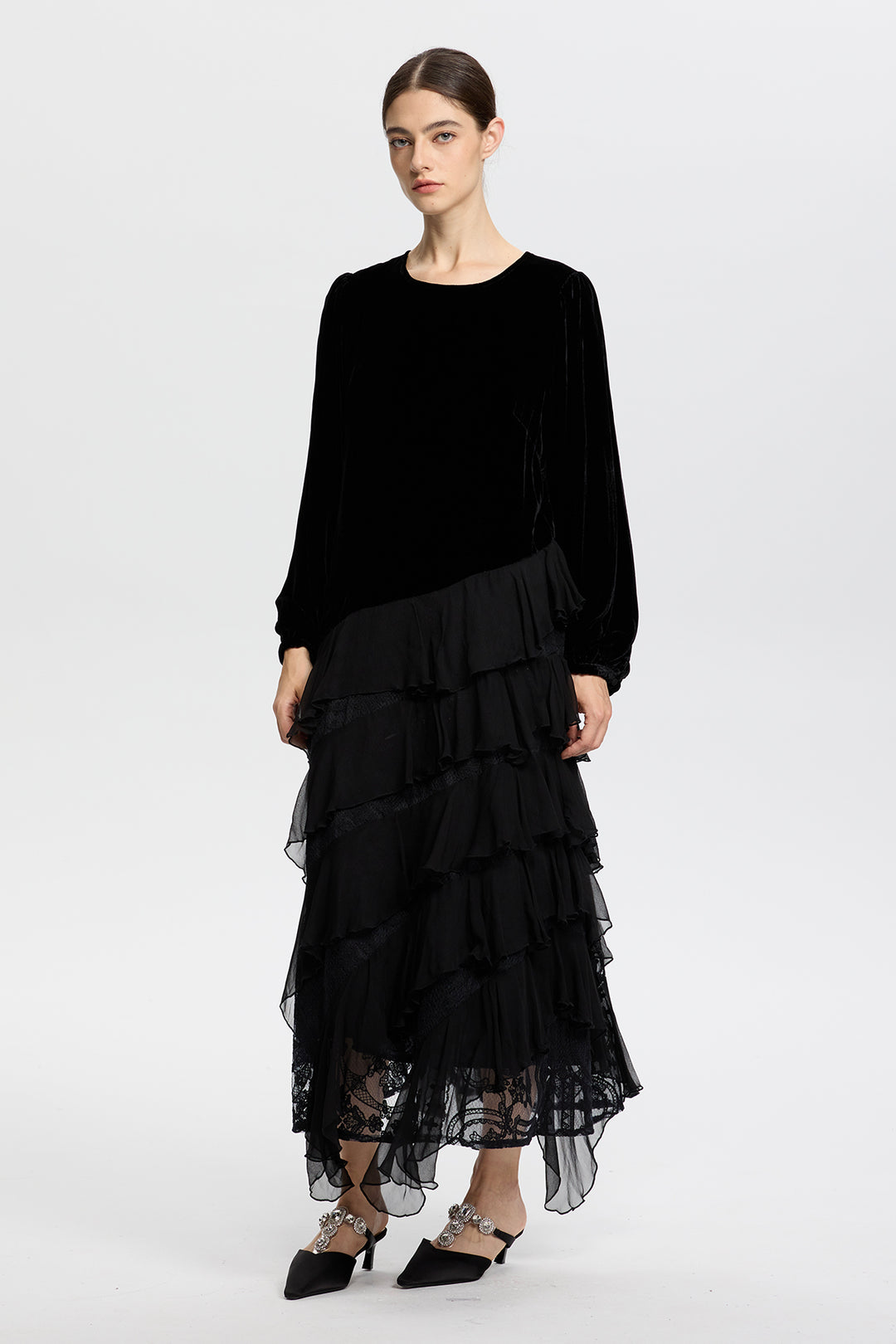 Vivienne Long Sleeve Velvet Dress