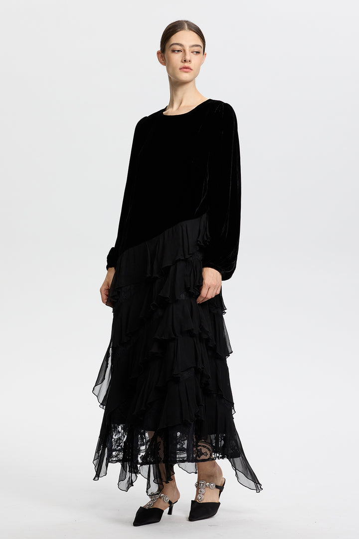 Vivienne Long Sleeve Velvet Dress